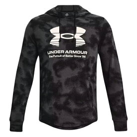 UNDER ARMOUR メンズ アンダーアーマー プルオーバーパーカー 吸汗速乾 ライバルテリー フーディー 1377185 速乾性 裏毛 トレーニングウエア ルームウエア スウェット ブラック 黒 フード ポケット