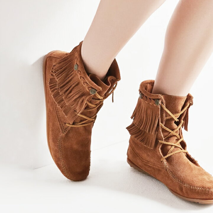 楽天市場】ミネトンカ ブーツ レディース ダブルフリンジ MINNETONKA 