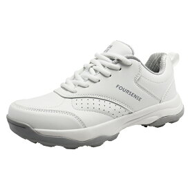 生活応援価格！ ゴルフシューズ レディース スパイクレス 100切り 入門 アマ シニア 初心者 スコアアップ 靴 シンプル 白 ピンク フォーセンス FOURSENSE