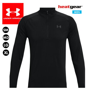 アンダーアーマー ハーフジップ メンズ 長袖 ジップシャツ 吸汗 速乾 インナー ハイネック ストレッチ ヒートギア 運動 スポーツ グレー ブラック UNDER ARMOUR 1328495