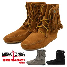 ミネトンカ ブーツ レディース ダブルフリンジ MINNETONKA DOUBLE FRINGE BOOT 靴 スウェード ブラック ブラウン 【サイズ交換1回無料】