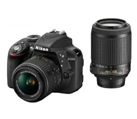 【中古】 Nikon デジタル一眼レフカメラ D3300 ダブルズームキット ブラック D3300WZBK
