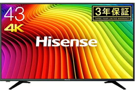 【中古】 ハイセンス Hisense 43V型 4K対応液晶テレビ -外付けHDD録画対応(裏番組録画)/メーカー保証- 43A6100