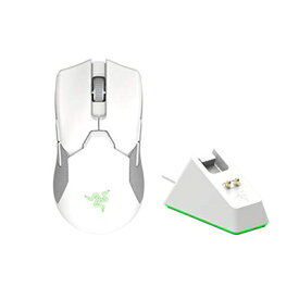 【中古】（新古品） Razer ゲーミングマウス Viper Ultimate Mercury White 高速無線 軽量 74g Focus+センサー 20000DPI 光学スイッチ 8ボタン 充電スタンド付 ChromaRZ01-03050400-R3M1