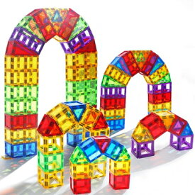 【中古】（新古品） MAGBLOCK 46ピース マグネットブロック 6.5cm 磁石ブロック 子供 知育玩具 マグネットおもちゃ人気 おもちゃ 女の子 男の子 誕生日 入園 クリスマスプレゼント（日本語マニュアルを含む）