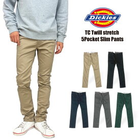 ディッキーズ Dickies TCストレッチ 5ポケットスリムパンツ メンズ チノパン ワークパンツ ストリート タイト 細身 カジュアル 作業着 バイク ゴルフ おしゃれ WD371N【裾上げ不可】