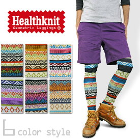 【ゆうパケット1点まで送料無料】Healthknit ヘルスニット メンズ レギンス 幾何学模様 ネイティブ柄 HKT3005 ストレッチ ジャガード柄 フルレングス スパッツ インナー アウトドア