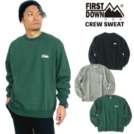 【送料無料】FIRST DOWN ファーストダウン 裏起毛 クルーネック スウェット トレーナー 刺繍ロゴ トップス 保温 防寒 暖かい ストリート アウトドア スポーツ 無地 部屋着 ルームウェア メンズ レディース F372001