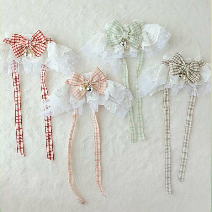 楽天市場】猫 首輪 リボン レース 鈴付き 可愛い 猫用首輪 リボン 安全  