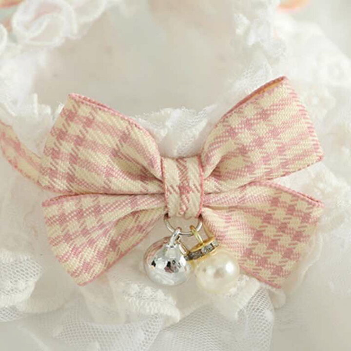 楽天市場】猫 首輪 リボン レース 鈴付き 可愛い 猫用首輪 リボン 安全  