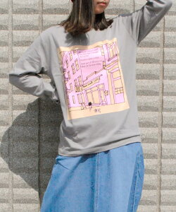 ロンT イラスト レディース 長袖Tシャツ プリントロンT Tシャツ 長袖 カットソー ロンティー ブランド おしゃれ 大人 クルーネック ストリート 春服 夏服 秋服 冬服 黒 白
