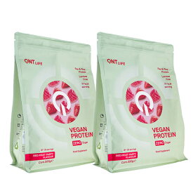 QNT ビーガンプロテイン・レッドフルーツパーティー 25回分 500g 2袋　植物プロテイン ベジタリアン ヴィーガン ヤマト国際便発送 海外通販 正規品 日時指定不可