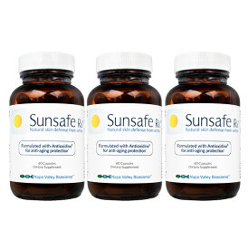 【海外通販・正規品・日時指定不可】サンセーフRx (SunsafeRx) 3本≪天然由来の成分　ナチュラルサプリメント≫1瓶60錠：国際郵便発送