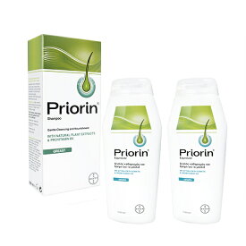 【海外通販・正規品・日時指定不可】プリオリンシャンプー　(オイリーヘア用)　2本 Bayer Priorin Shampoo for Greasy hair潤い　着色料不使用　パラベンフリー：国際郵便書留発送