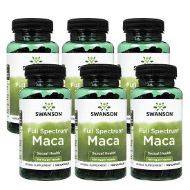 【海外通販・正規品・日時指定不可】スワンソン　マカ 500mg 100カプセル　6本セット　Swanson Macaヤマト国際便発送