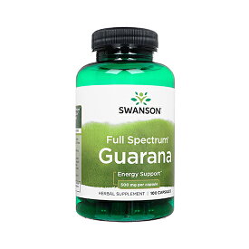 【海外通販・正規品・日時指定不可】スワンソン　ガラナ 500mg 100錠　1本Swanson Full Spectrum Guarana：国際郵便書留発送