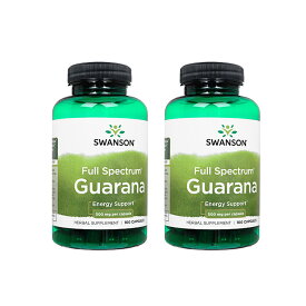 【海外通販・正規品・日時指定不可】スワンソン　ガラナ 500mg 100錠　2本Swanson Full Spectrum Guarana：国際郵便書留発送