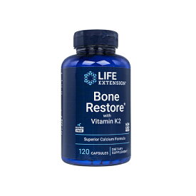【海外通販・正規品・日時指定不可】ボーンリストアウィズビタミンK2 120錠 1本 ライフエクステンション LifeExtension Bone Restore with Vitamin K2 LE カルシウム 骨の健康サポート：国際郵便書留発送