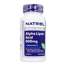 【海外通販・正規品・日時指定不可】アルファリポ酸600mg タイムリリース 45錠 1本 Natrol ナトロール αリポ酸 AlphaLipoicAcid600mgTimeRelease：国際郵便書留発送