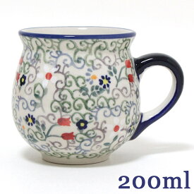 ポーランド陶器・食器　マグカップS 0.2L 小花と唐草 K67-EO36 マニュファクトゥラ社 ポーリッシュポタリー ポーランド食器 あす楽