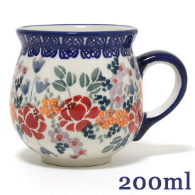 マグカップ ポーランド 陶器 食器 S 0.2L 赤い花咲くお花畑 K67-AS63 マニュファクトゥラ社 ポーリッシュポタリー