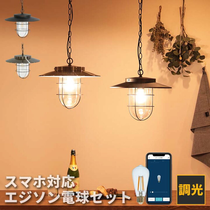 楽天市場】ペンダントライト 1灯 モアナ＋TOLIGO エジソン電球セット 