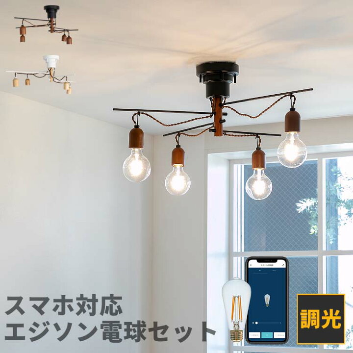 楽天市場】シーリングライト 4灯 ダネウ＋TOLIGO エジソン電球セット  