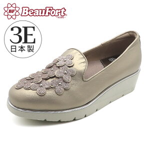 【20%OFF】【ビューフォート】 スリッポン 厚底 フラワー シューズ きれいめ 疲れない 歩きやすい レディース靴 神戸 ビューフォート 公式