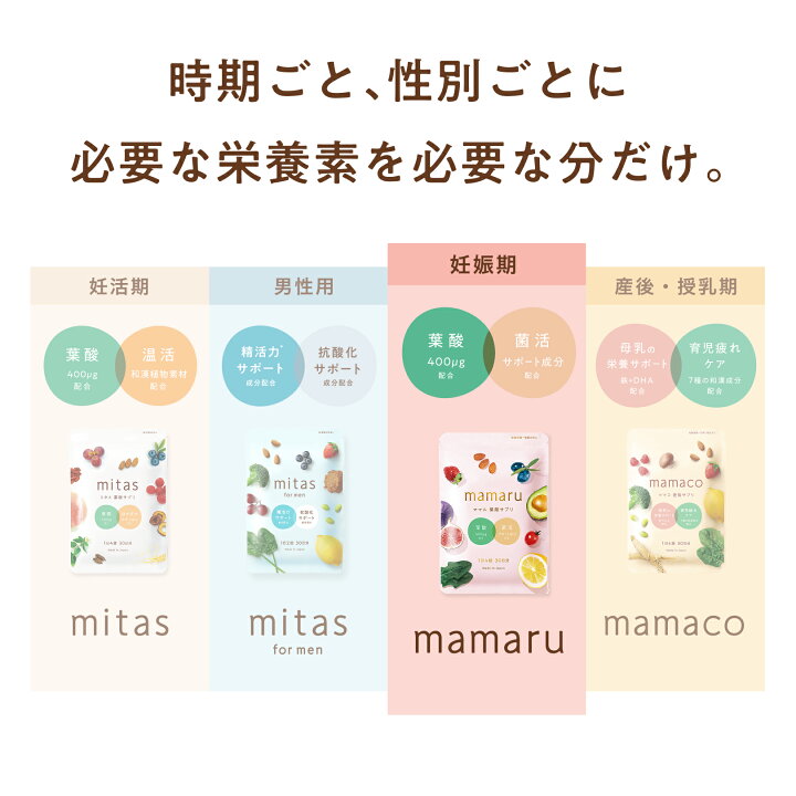 楽天市場】葉酸サプリ 葉酸 妊娠期サプリ ママル葉酸 mamaru 時期別 妊 