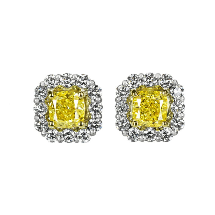 楽天市場】【ファンシーインテンスイエロー0.543ct×0.519ct】天然 