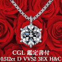 【CGL鑑定書付】【高品質ダイヤモンドの代名詞】0.512ct Dカラー VVS2 3EX H&C 天然ダイヤモンド 一粒ペンダント プラチナ900 / ネックレス トリプルエクセレント ハートアンドキューピッド