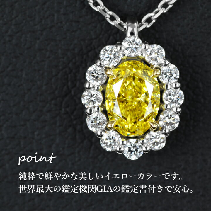 0.5ct ファンシーライトイエロー ダイヤモンド K18yg ネックレス 鑑定
