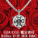 【GIA・CGL鑑定書】【究極】0.531ct Dカラー IF 3EX H&C 天然ダイヤモンド 一粒ペンダント プラチナ900 / ネックレス インターナリーフローレス トリプルエクセレント ハートアンドキューピッド