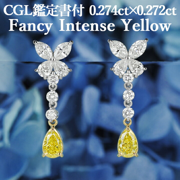 楽天市場】【ファンシーインテンスイエロー 0.272ct×0.274ct】天然 