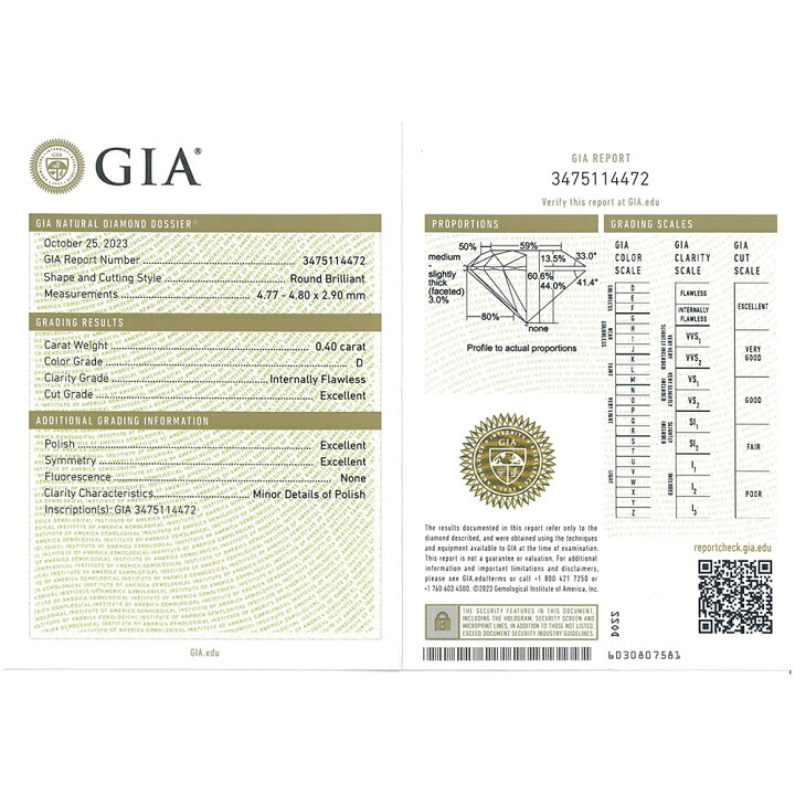 楽天市場】【GIA・CGL鑑定書付】【究極】0.400ct Dカラー IF 3EX H&C 
