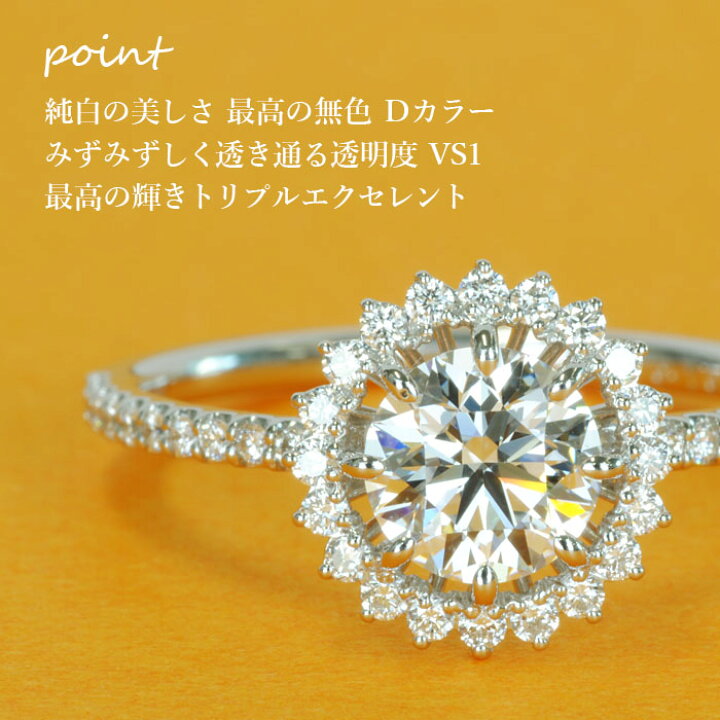 楽天市場】【可憐な透け感リング】 天然ダイヤモンド リング 0.705ct D 