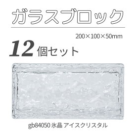 12個セット 送料無料 ガラスブロック レンガサイズ 世界で有名なブランド品 200x100x50mm クリア色 無色透明 高級ブロックガラスgb84050-12p 氷晶 アイスクリスタル