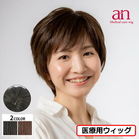 【送料無料】医療用 ウィッグ おしゃれショートスタイル 自然 レディース 女性 医療用 かつら ナチュラルブラック ダークブラウン 黒髪 茶髪 高品質 低価格 伸縮性 軽量 軽い 通気性 サイズ調整可能 JIS規格適合 フルウィッグ 人毛ミックス ミセス an wig-st-2-1