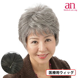 【送料無料】医療用 ウィッグ 白髪ショート グレーヘアー おしゃれ 自然 人毛ミックス 女性用 男性用 医療用 ウィッグ 軽量 軽い 通気性 伸縮性 サイズ調整可能 JIS規格適合 高品質 低価格 かつらフルウィッグ ミセス an Gray01　wig-st-17