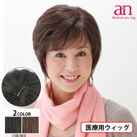 【送料無料】医療用 ウィッグ ショート 女性 男性 人毛100％ 人毛MIX 医療用かつら ナチュラルブラック ダークブラウン 黒髪 茶髪 高品質 伸縮性 サイズ調整可能 JIS規格適合 軽量 軽い 通気性 フルウィッグ ミセス ミセス an NO.2　wig-st-24-1