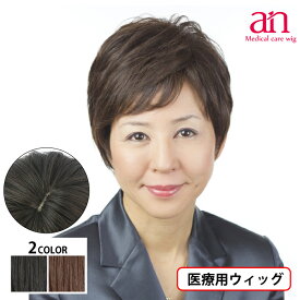 【送料無料】医療用 ウィッグ ショート 女性 男性 人毛100％ 人毛MIX 医療用かつら ナチュラルブラック ダークブラウン 黒髪 茶髪 高品質 伸縮性 サイズ調整可能 JIS規格適合 軽量 軽い 通気性 フルウィッグ ミセス ミセス an NO.25　wig-st-43-1