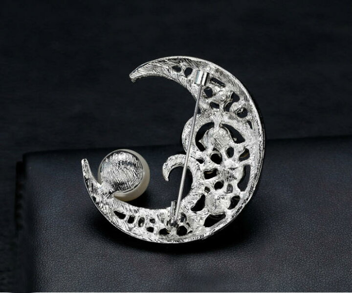 楽天市場】【ネコポス便対応】月モチーフ ブローチ パール ブローチ  