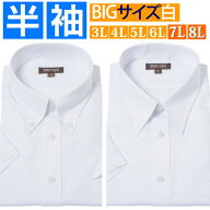 ワイシャツ 半袖 大きいサイズ yシャツ 3L 4L 5L 6L 7L 8L カッターシャツ 白 無地 白無地 ボタンダウン …