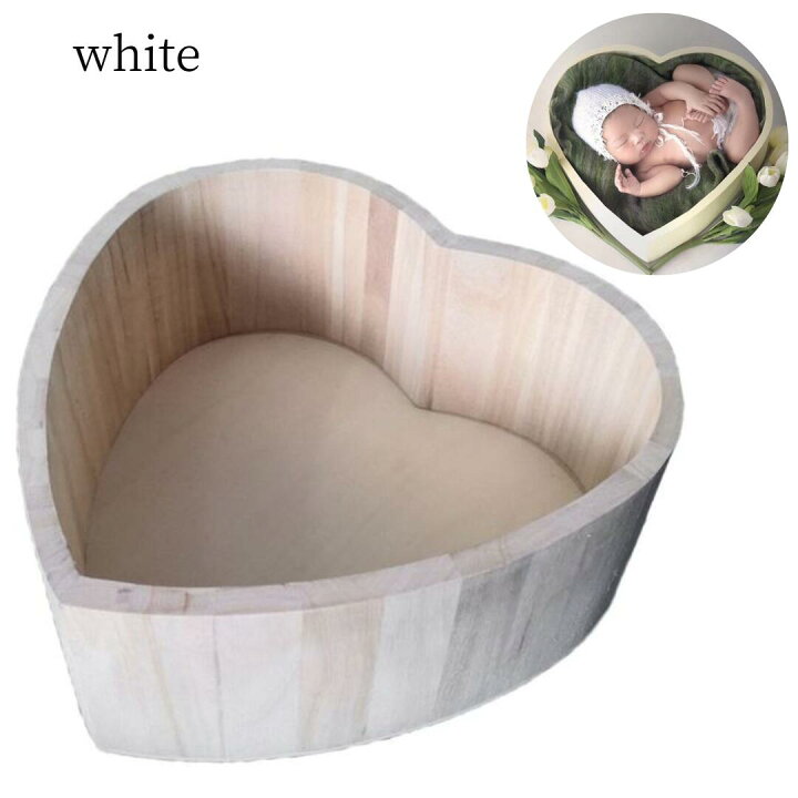 楽天市場】《ニューボーンフォト ハート型 木製 ホワイト》カゴ 