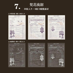 即日出荷 海外デザインペーパー 硫酸紙15枚+軽量紙15枚 2素材入り 半透明 素材ペーパー 素材紙 背景紙 コラージュ 素材 セット 30枚 ヴィンテージペーパー トレペ 素材 硫酸紙 ペーパー トレー