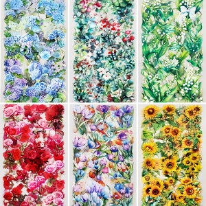 即日出荷 型抜き 柄違い6シート ダイカット シールシート 紫陽花 アジサイ 薔薇 ローズ 向日葵 ひまわり 葉っぱ 蘭 カンパニュラ 風鈴草 チューリップ 百合 耐水シール 花柄 花びら 花束 コラ