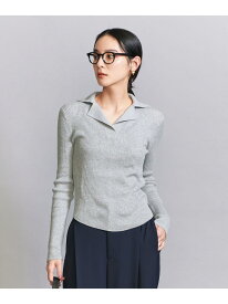 【SALE／30%OFF】コットンリブ オープンカラーニット ウォッシャブル BEAUTY&YOUTH UNITED ARROWS ビューティー＆ユース　ユナイテッドアローズ トップス ニット グレー レッド ブラック ベージュ ネイビー【RBA_E】【送料無料】[Rakuten Fashion]