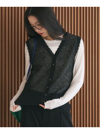 スカラップ Vネック メッシュ ニットベスト BEAUTY&YOUTH UNITED ARROWS ビューティー＆ユース　ユナイテッドアローズ トップス ベスト・ジレ ホワイト ブルー ブラック【送料無料】[Rakuten Fashion]