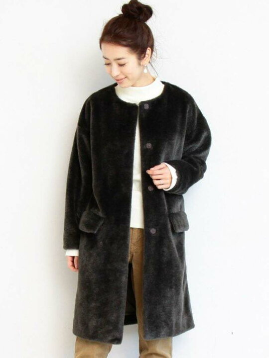 楽天市場】【SALE／40%OFF】BY エコファー ノーカラーコート 
