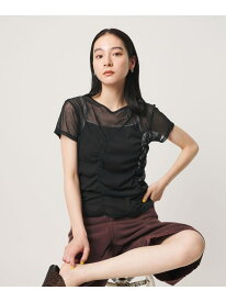 シャーリング メッシュ Tシャツ BEAUTY&YOUTH UNITED ARROWS ビューティー＆ユース　ユナイテッドアローズ トップス カットソー・Tシャツ ブラック ブルー グレー【送料無料】[Rakuten Fashion]